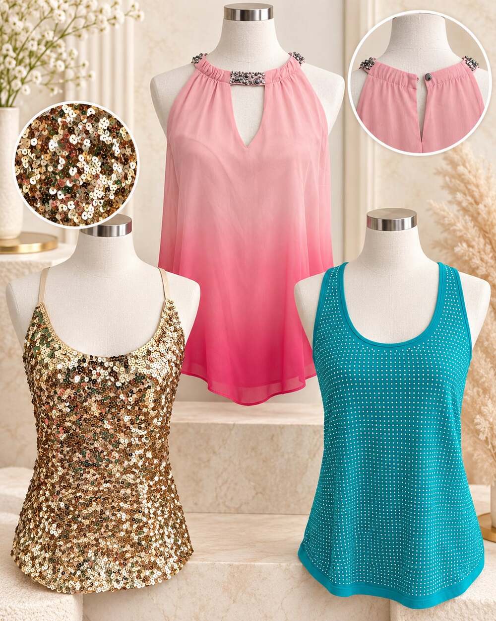 Women’s XL Dressy Blouse Tanks Lot 3 Jennifer Lopez & Maner